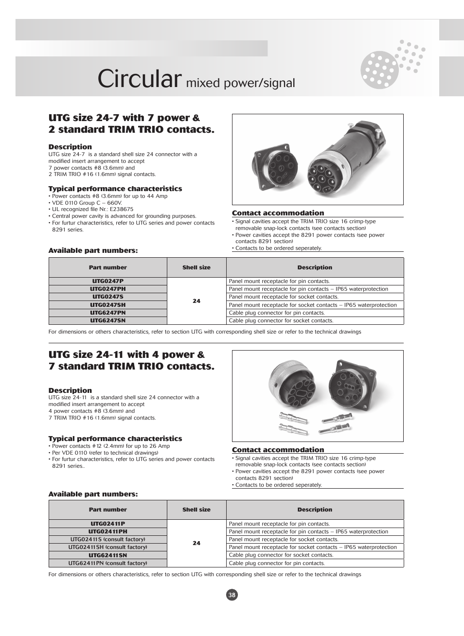Circular, Mixed power/signal | Northern Connectors Souriau Mixed Power / Signal Circular Connectors User Manual | Page 4 / 5