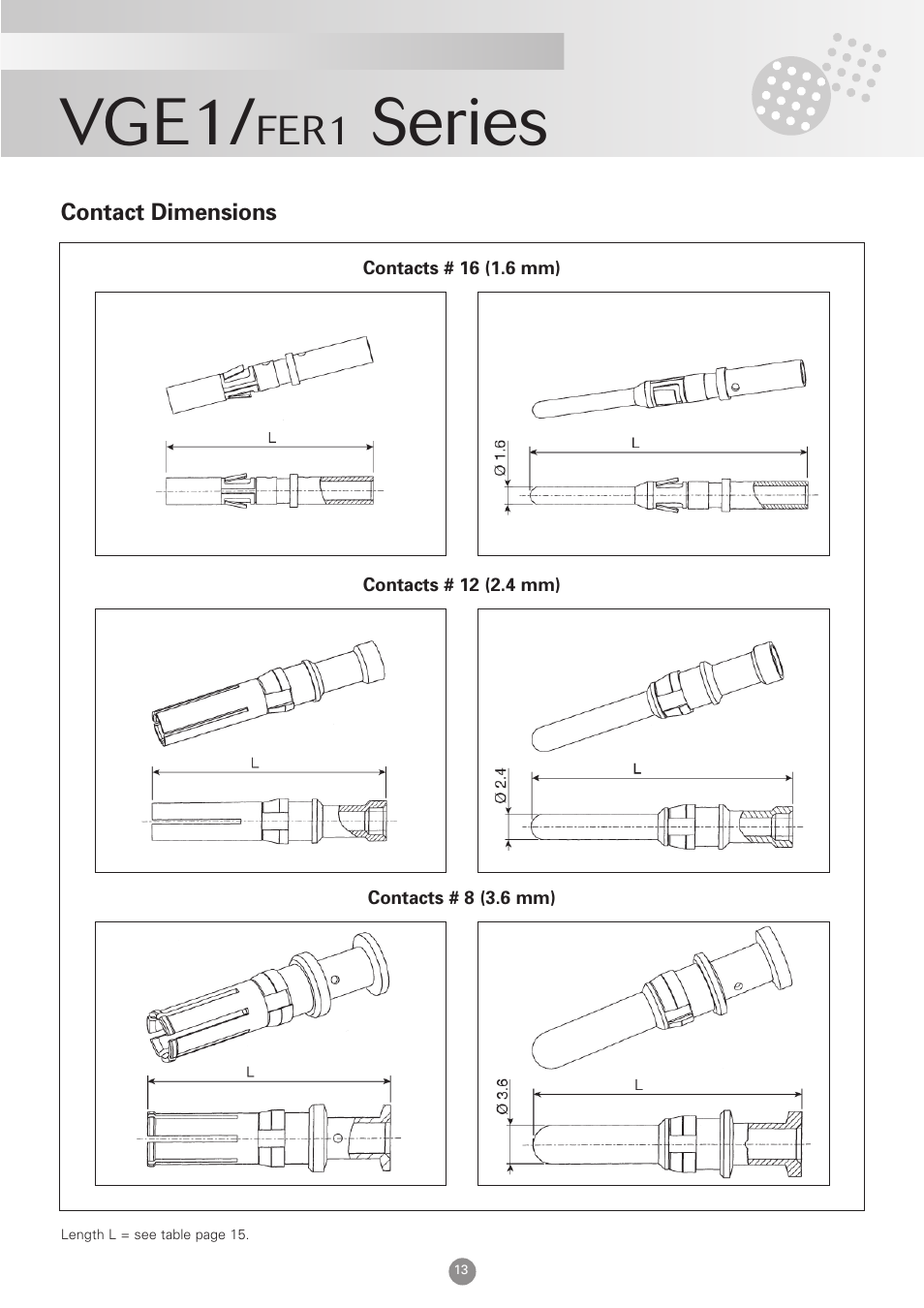 Vge1, Series, Fer1 | Northern Connectors Souriau VGE1 / FER1 Ruggedized Metal MIL-DTL-5015 & VG 95234 Connectors User Manual | Page 13 / 31