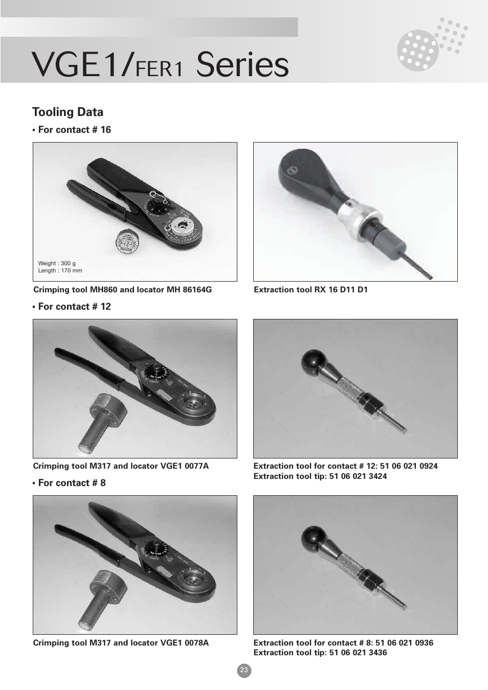 Vge1, Series, Fer1 | Northern Connectors Souriau VGE1 / FER1 Ruggedized Metal MIL-DTL-5015 & VG 95234 Connectors User Manual | Page 23 / 31