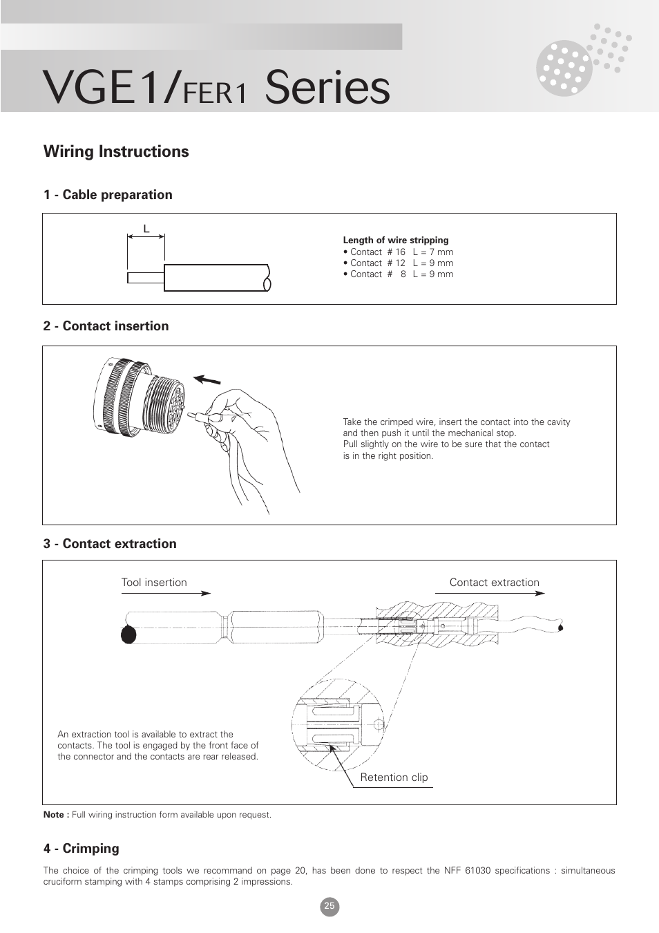 Vge1, Series, Fer1 | Northern Connectors Souriau VGE1 / FER1 Ruggedized Metal MIL-DTL-5015 & VG 95234 Connectors User Manual | Page 25 / 31