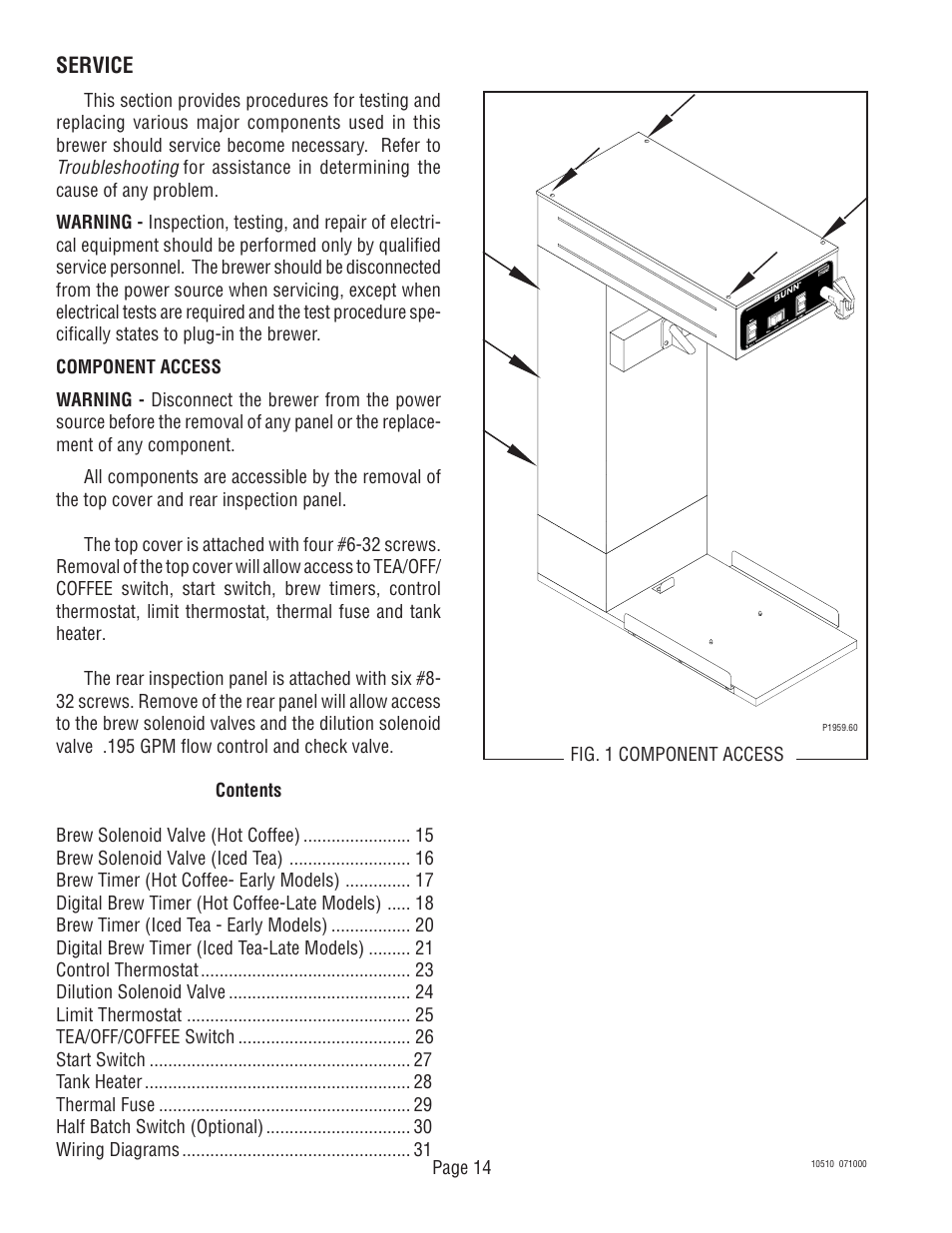 Service | Bunn TWF User Manual | Page 14 / 32