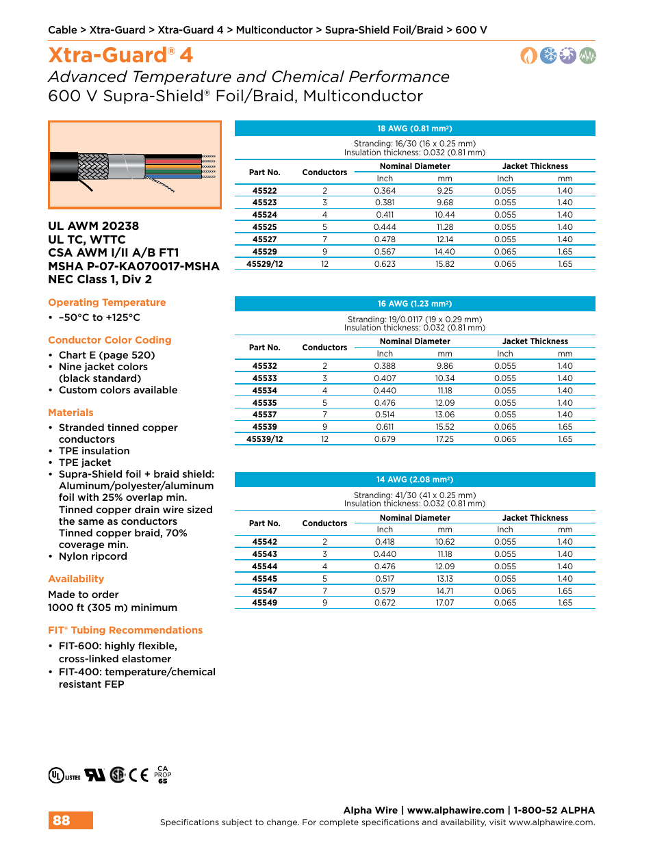 Xtra-guard® 4 | Northern Connectors Alpha Wire XTRA-GUARD Performance Cable User Manual | Page 60 / 94