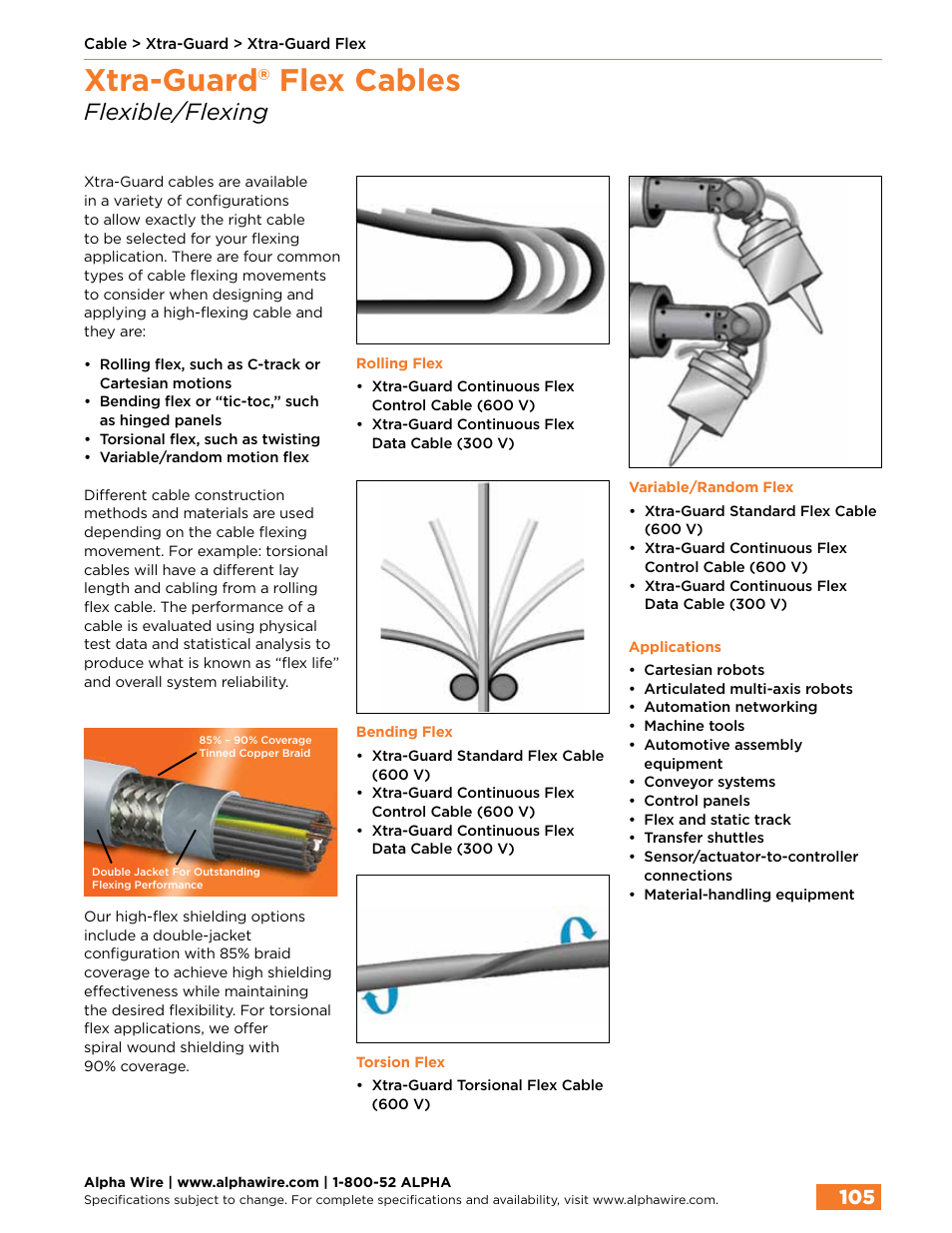 Xtra-guard® flex cables, Flexible/flexing | Northern Connectors Alpha Wire XTRA-GUARD Performance Cable User Manual | Page 77 / 94