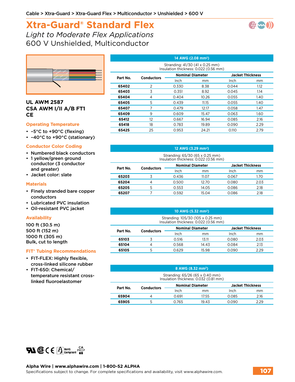 Xtra-guard® standard flex | Northern Connectors Alpha Wire XTRA-GUARD Performance Cable User Manual | Page 79 / 94