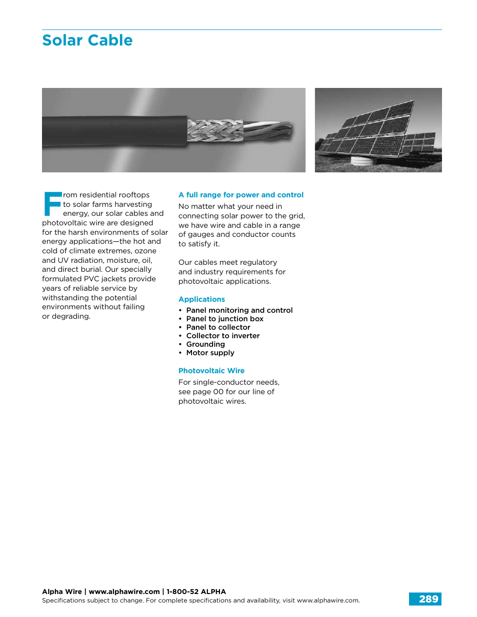 Solar cable | Northern Connectors Alpha Wire Communication, Control & Industrial Cable User Manual | Page 17 / 100