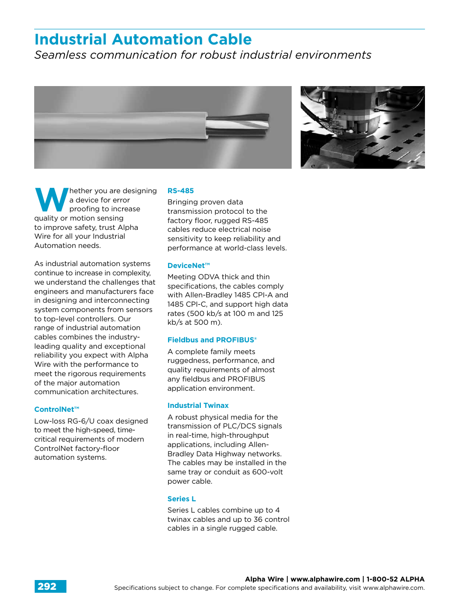 Industrial automation cable | Northern Connectors Alpha Wire Communication, Control & Industrial Cable User Manual | Page 20 / 100