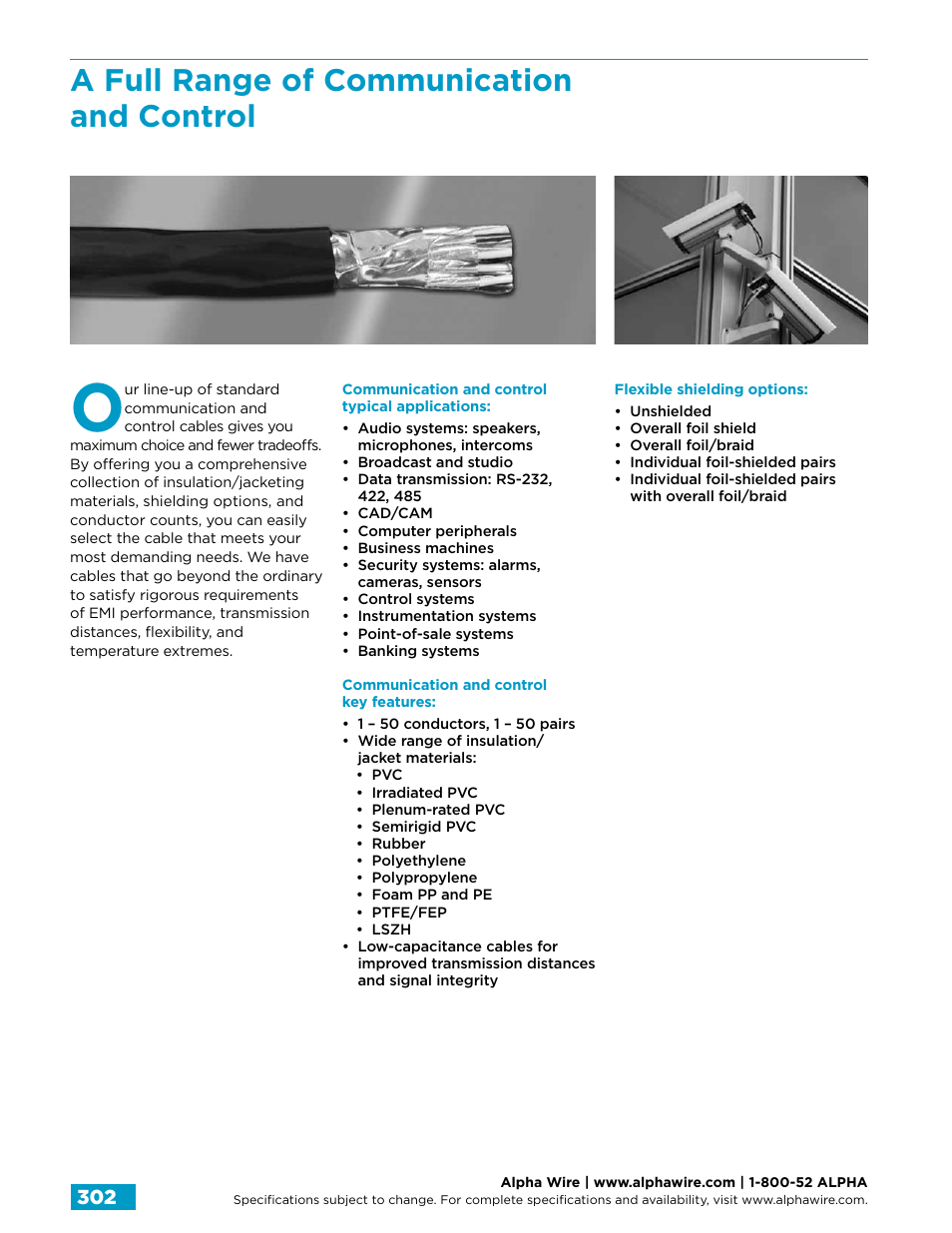 A full range of communication and control | Northern Connectors Alpha Wire Communication, Control & Industrial Cable User Manual | Page 30 / 100