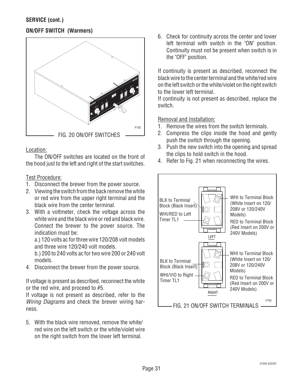 Wiring diagrams | Bunn DUAL TM (Serial # DUAL010000 - Up) User Manual | Page 31 / 52