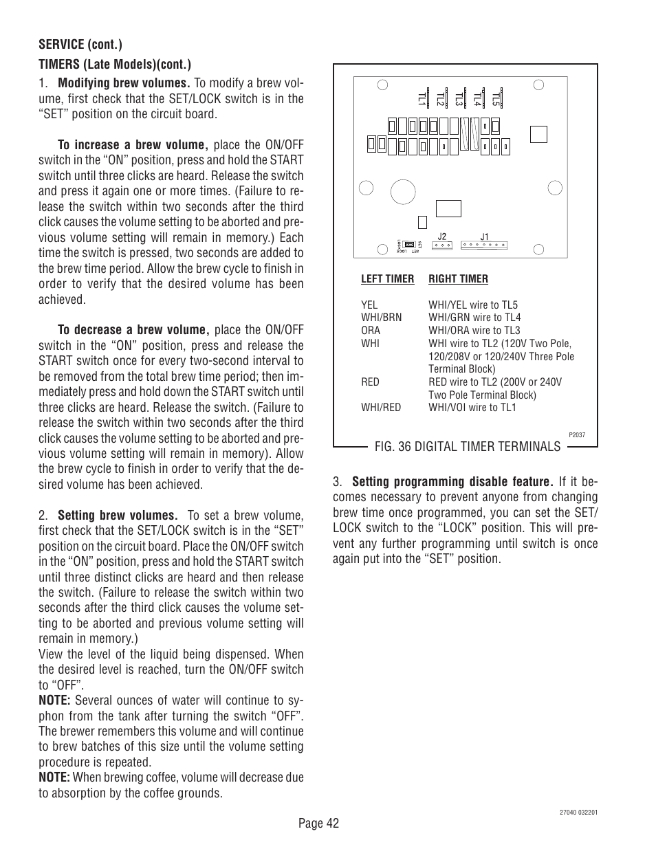 Bunn DUAL TM (Serial # DUAL010000 - Up) User Manual | Page 42 / 52