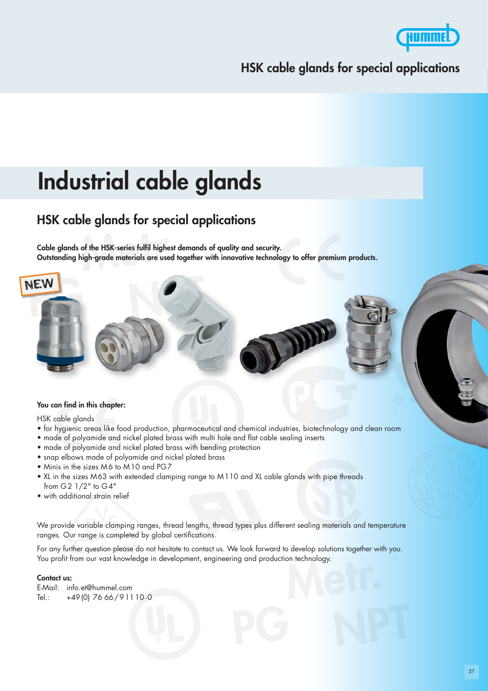 Northern Connectors Hummel Cable Glands - for Special Applications (HSK Special) User Manual | 20 pages