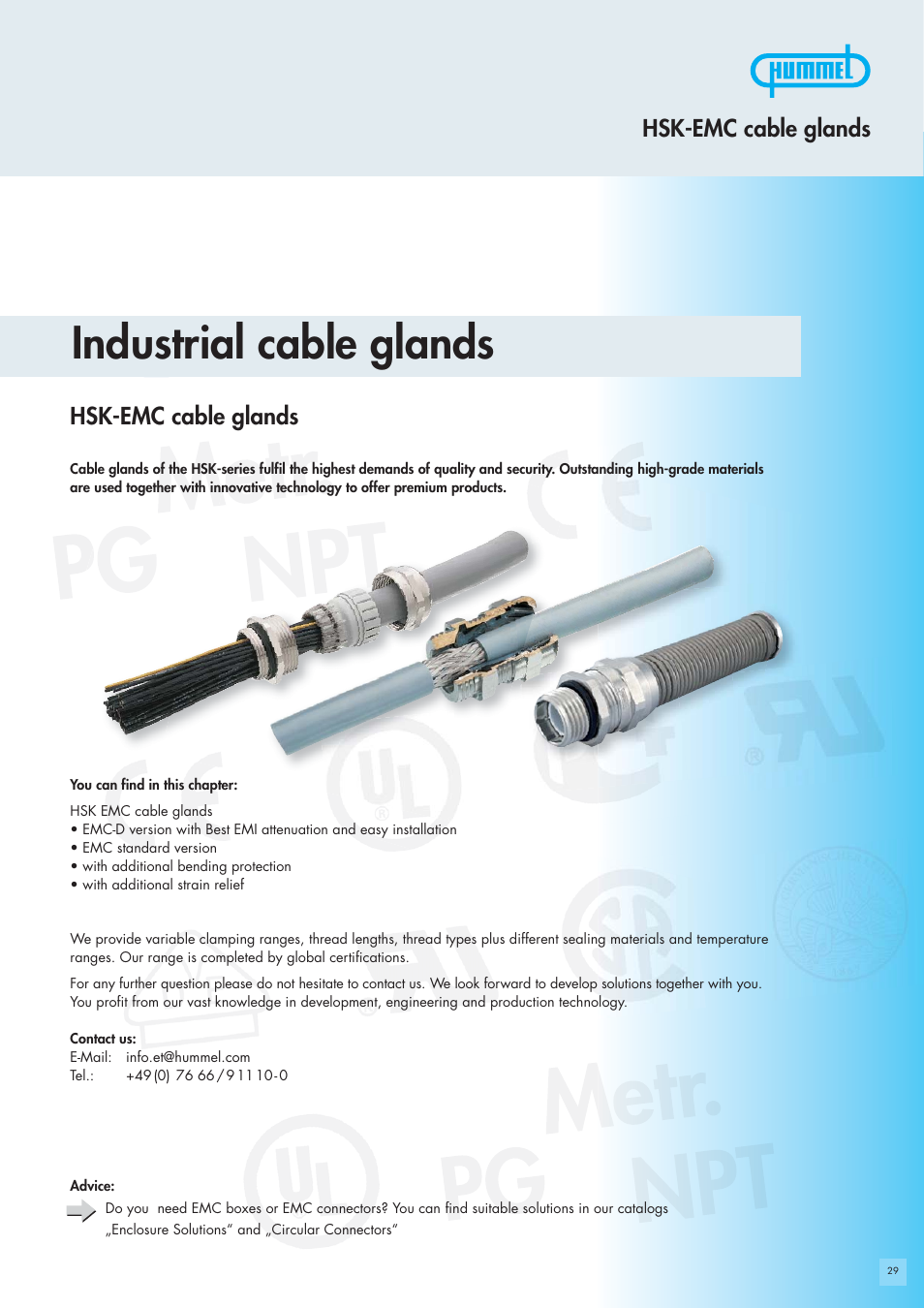 Northern Connectors Hummel Cable Glands - EMC (HSK-EMC) User Manual | 8 pages