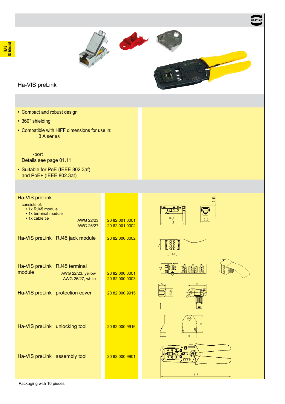 Advantages technical characteristics, Harting rj industrial, Ha-vis prelink | Rj45 jack | Northern Connectors Harting Industrial RJ45 Ethernet Connectors User Manual | Page 10 / 21