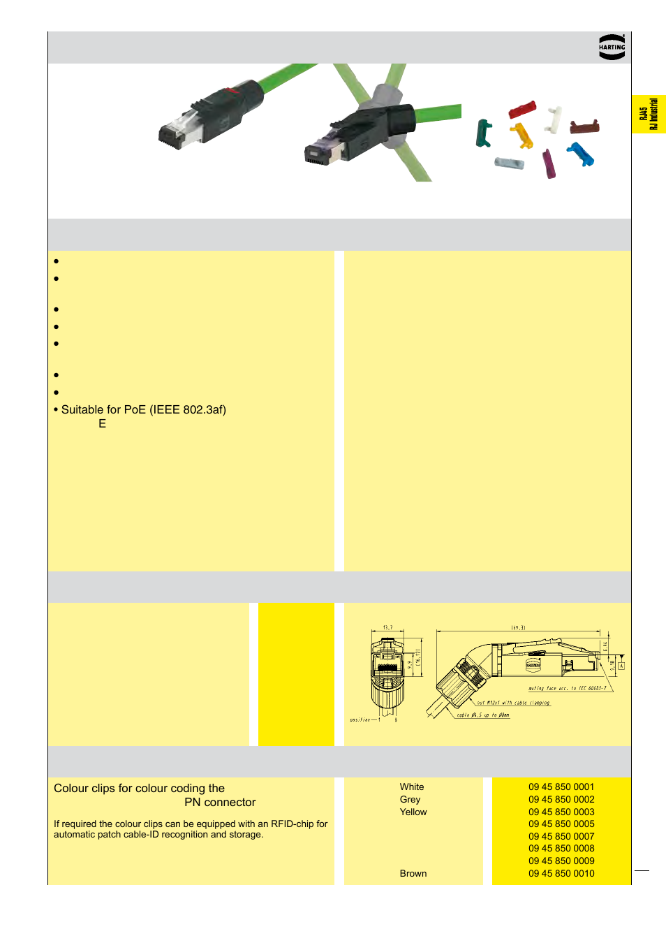 Advantages technical characteristics, Harting rj industrial, Pn connector set rj45, 4-poles | Northern Connectors Harting Industrial RJ45 Ethernet Connectors User Manual | Page 13 / 21