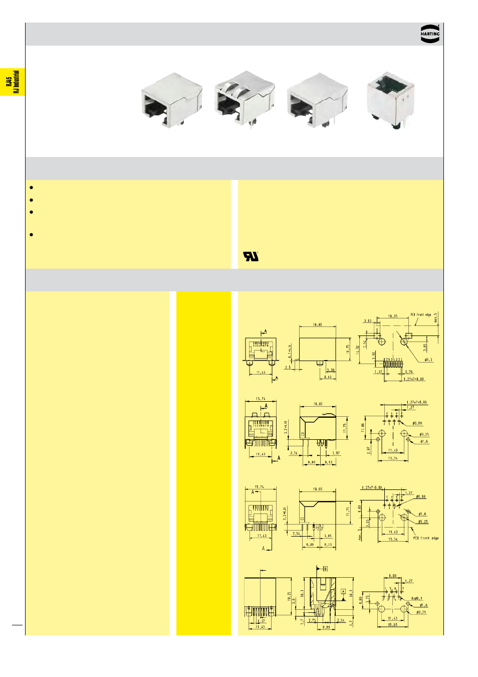 Harting rj industrial, Advantages technical characteristics, Rj45 jacks for direct device integration | Northern Connectors Harting Industrial RJ45 Ethernet Connectors User Manual | Page 4 / 21
