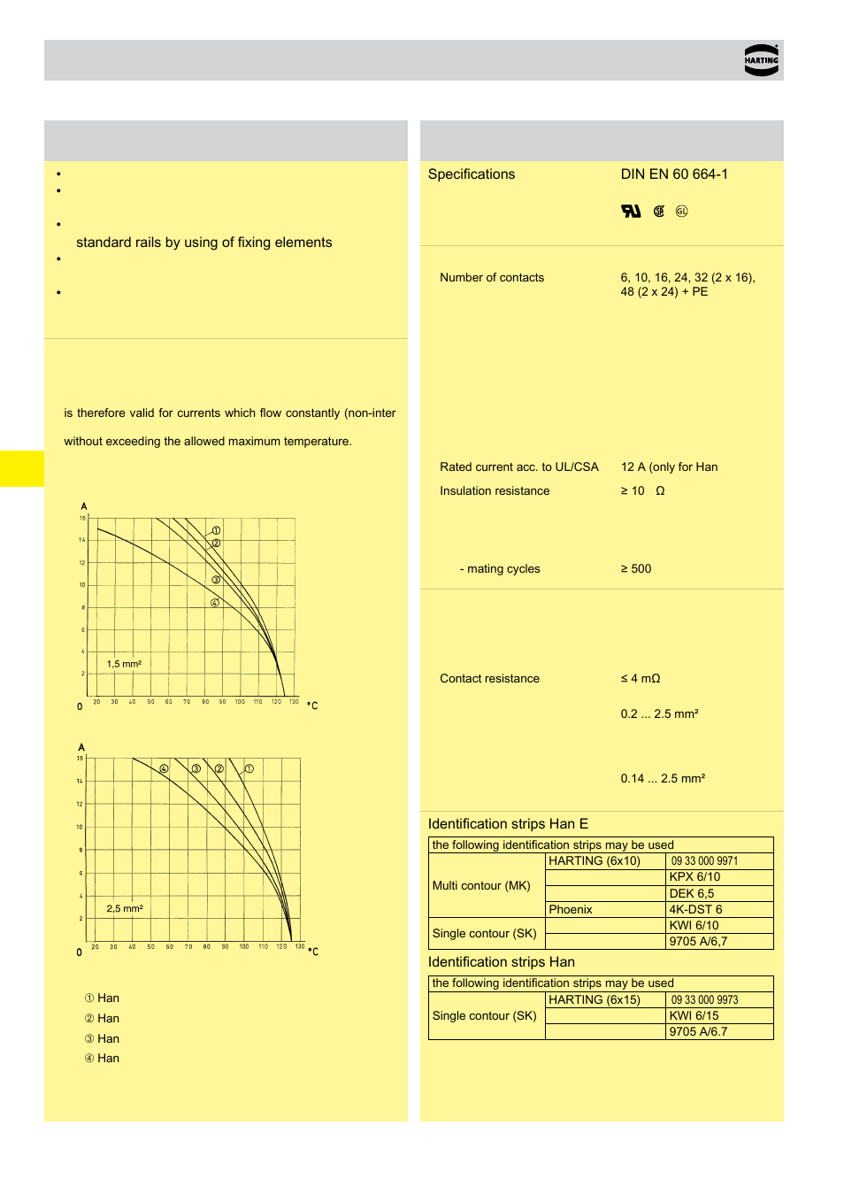 Han e, Av / han, Es av features | Technical characteristics | Northern Connectors Harting HAN Industrial Rectangular Connectors User Manual | Page 149 / 536