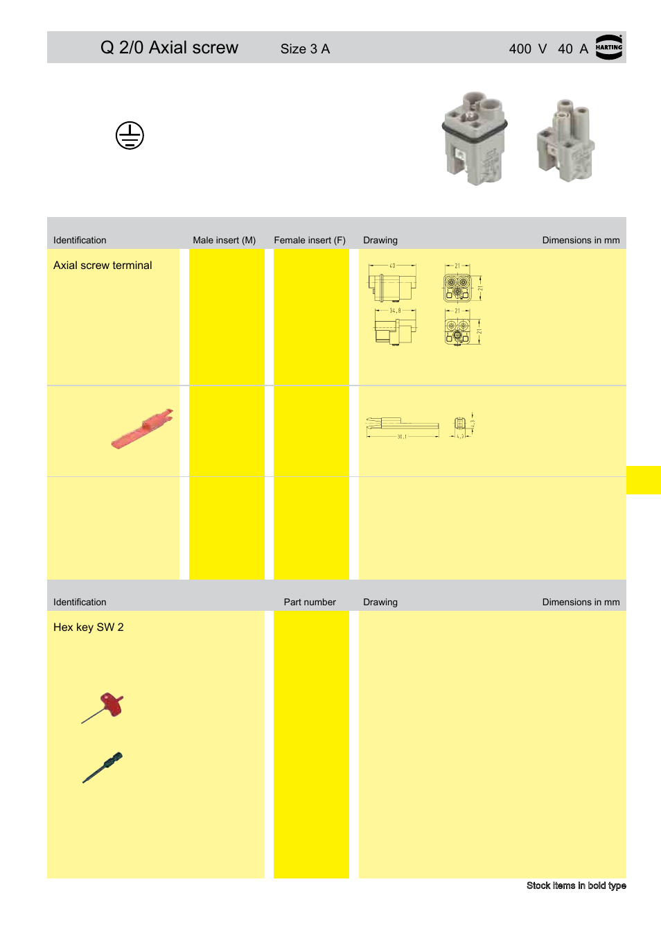 Q 2/0 axial screw, Size 3 a | Northern Connectors Harting HAN Industrial Rectangular Connectors User Manual | Page 194 / 536