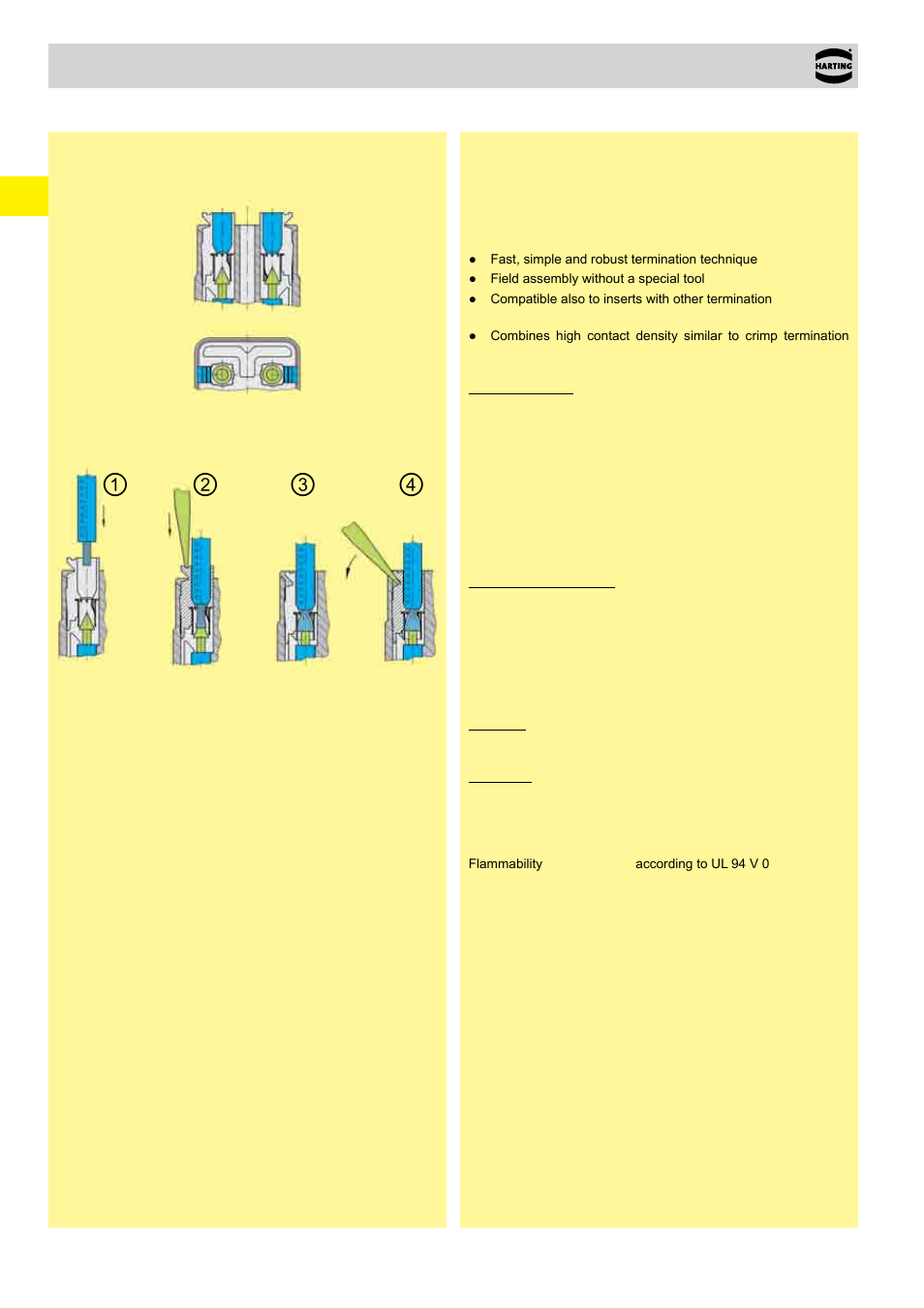 Terminations technology, Han-quick lock, Termination technique | Northern Connectors Harting HAN Industrial Rectangular Connectors User Manual | Page 22 / 536