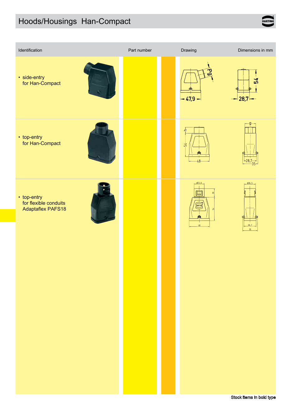 Hoods/housings han-compact, Thermoplastic | Northern Connectors Harting HAN Industrial Rectangular Connectors User Manual | Page 221 / 536