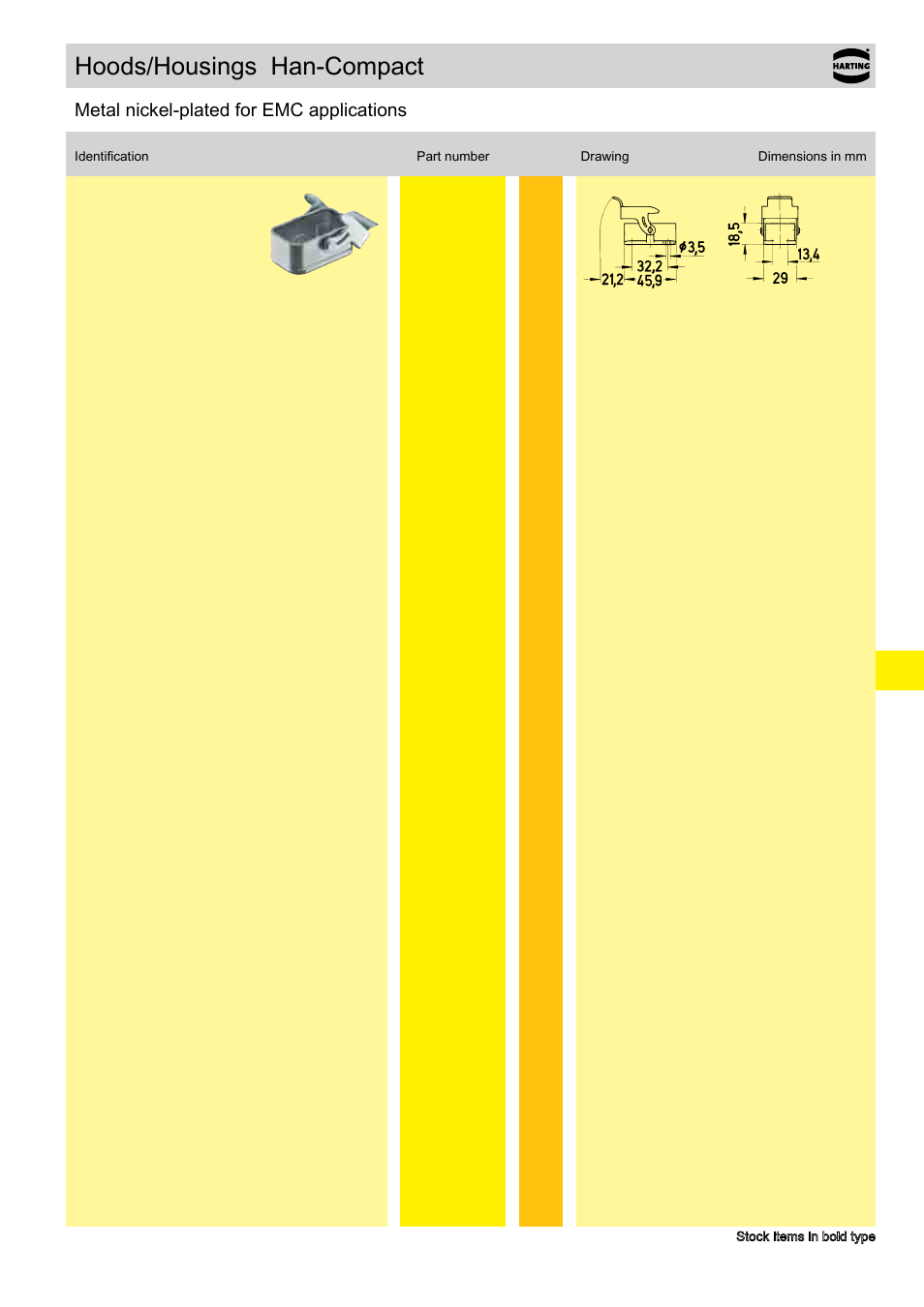 Hoods/housings han-compact, Metal nickel-plated for emc applications | Northern Connectors Harting HAN Industrial Rectangular Connectors User Manual | Page 224 / 536