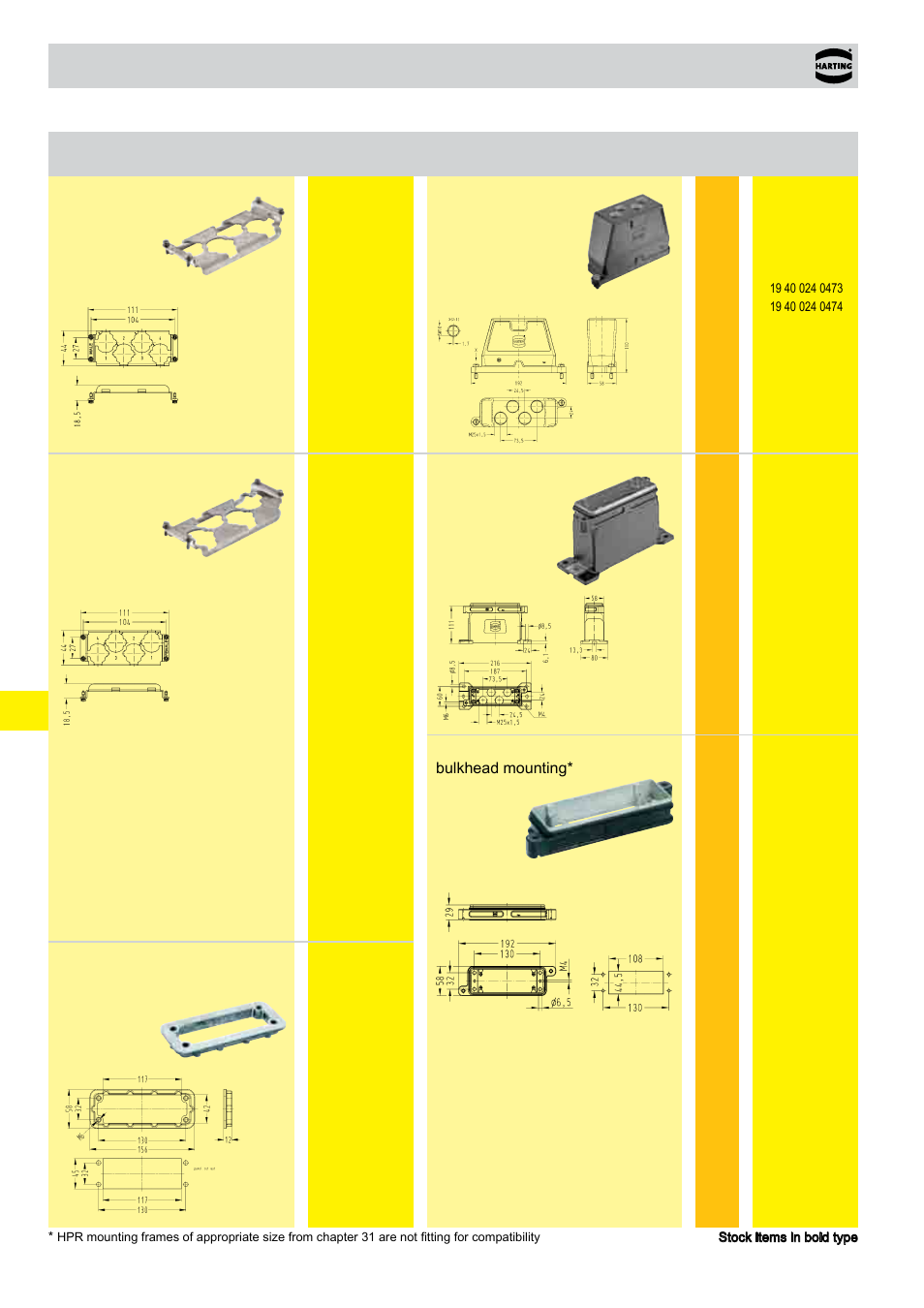 Hoods/housings for han® hc modular 250, Hc modular 250, 2000 v | Northern Connectors Harting HAN Industrial Rectangular Connectors User Manual | Page 235 / 536