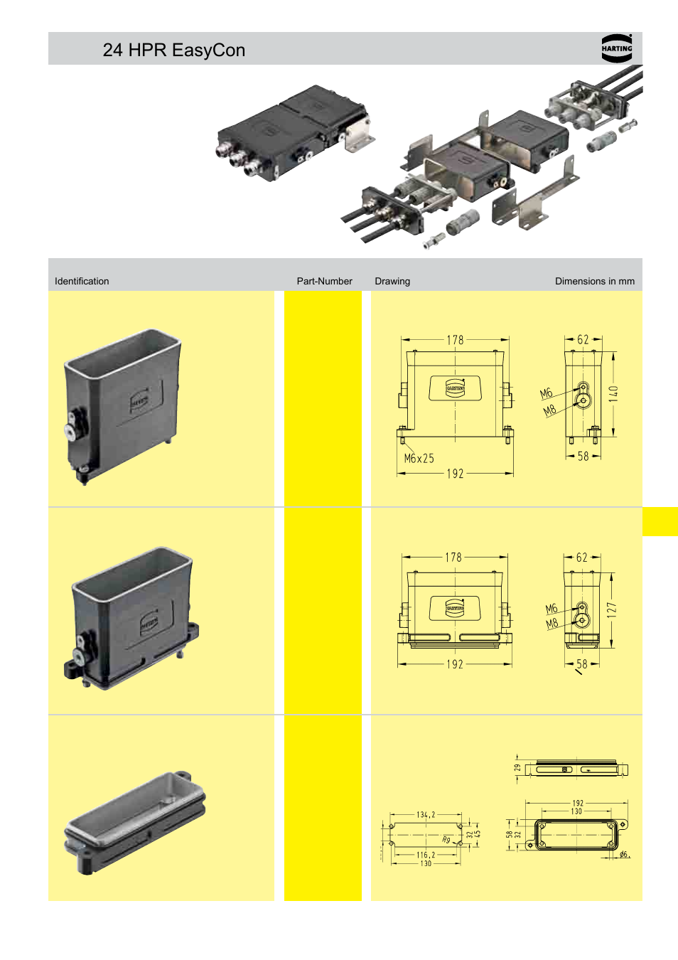Hoods/housings for han® 24 hpr easycon, 24 hpr easycon | Northern Connectors Harting HAN Industrial Rectangular Connectors User Manual | Page 256 / 536