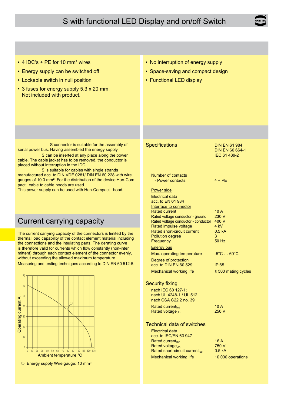 Han-power, S with 1 x han, Q 4/2 with led display and on/off switch | Features advantages han-power | Northern Connectors Harting HAN Industrial Rectangular Connectors User Manual | Page 275 / 536