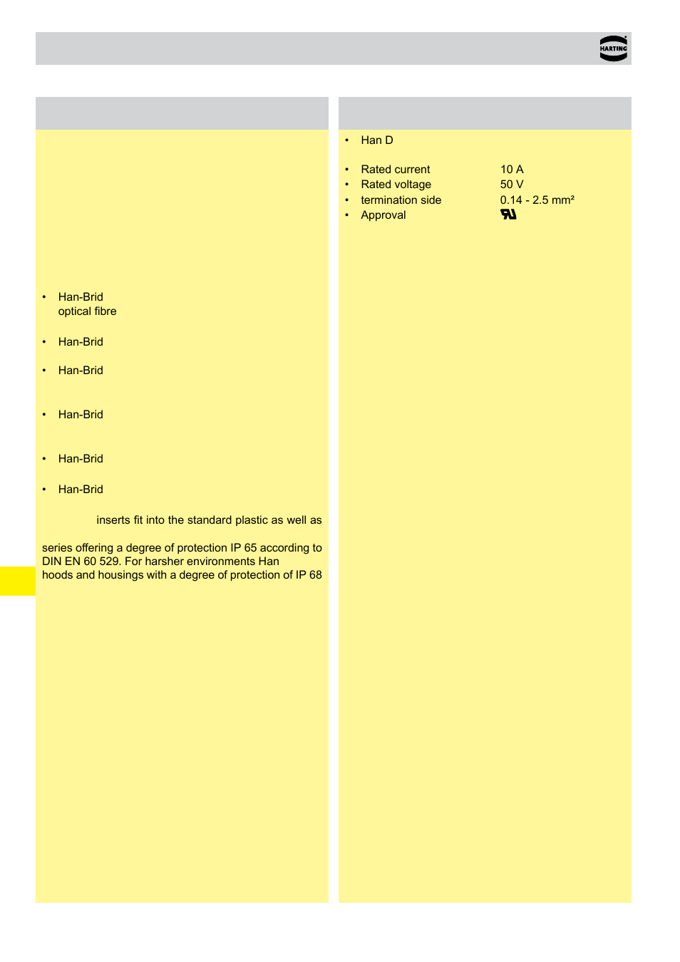 Han-brid® features, Han-brid, Features | 19 . 02 han-brid, Power supply | Northern Connectors Harting HAN Industrial Rectangular Connectors User Manual | Page 293 / 536