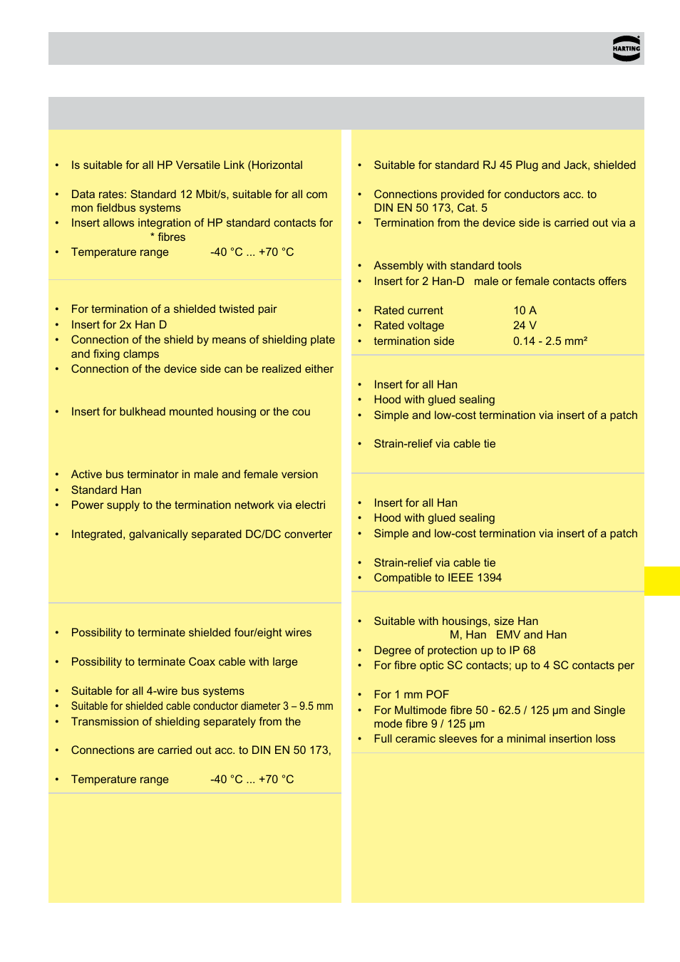 Han-brid® data interfaces, Han-brid, Data interfaces | 19 . 03 han-brid | Northern Connectors Harting HAN Industrial Rectangular Connectors User Manual | Page 294 / 536