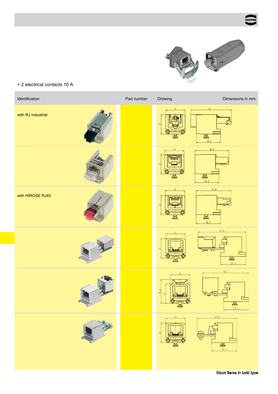 Han-brid® rj45 c, Han-brid, Rj45 c | 19 . 12 han-brid, 24 v 10 a | Northern Connectors Harting HAN Industrial Rectangular Connectors User Manual | Page 303 / 536