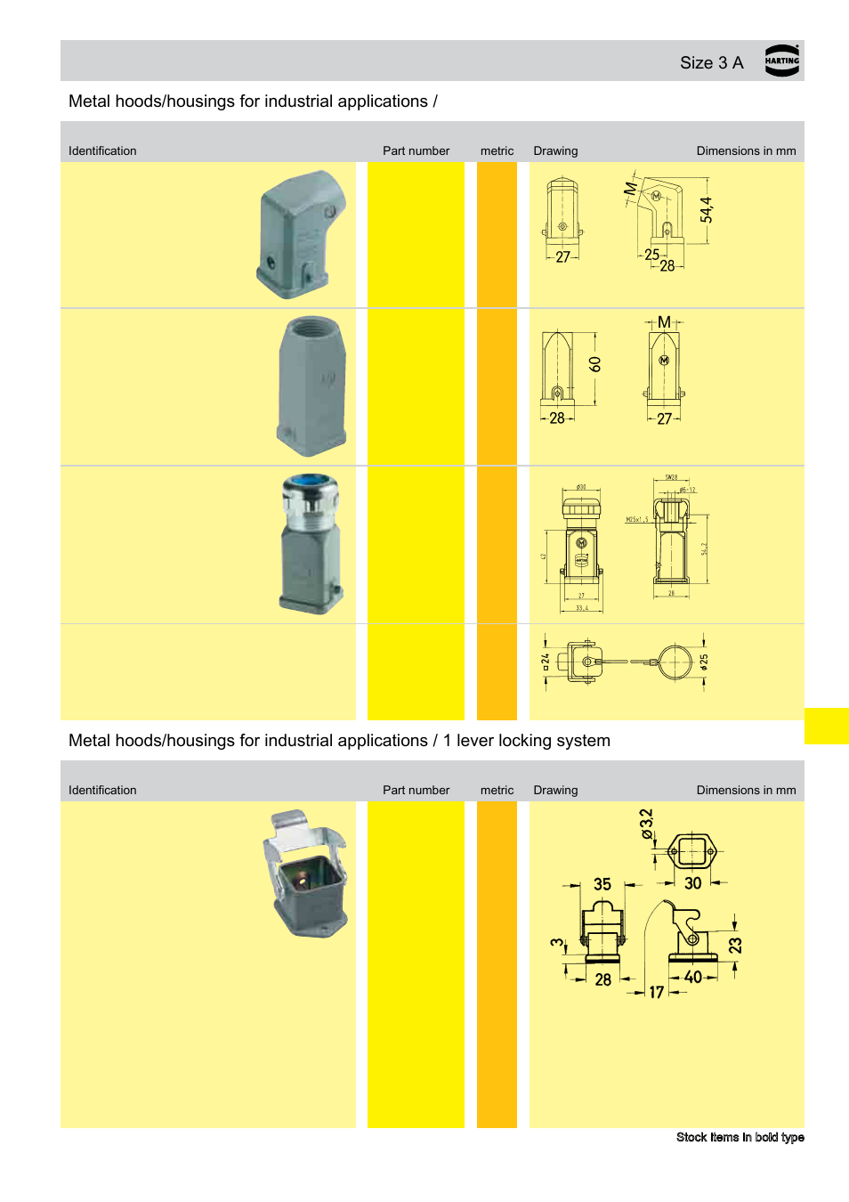 Standard hoods/housings han a | Northern Connectors Harting HAN Industrial Rectangular Connectors User Manual | Page 310 / 536