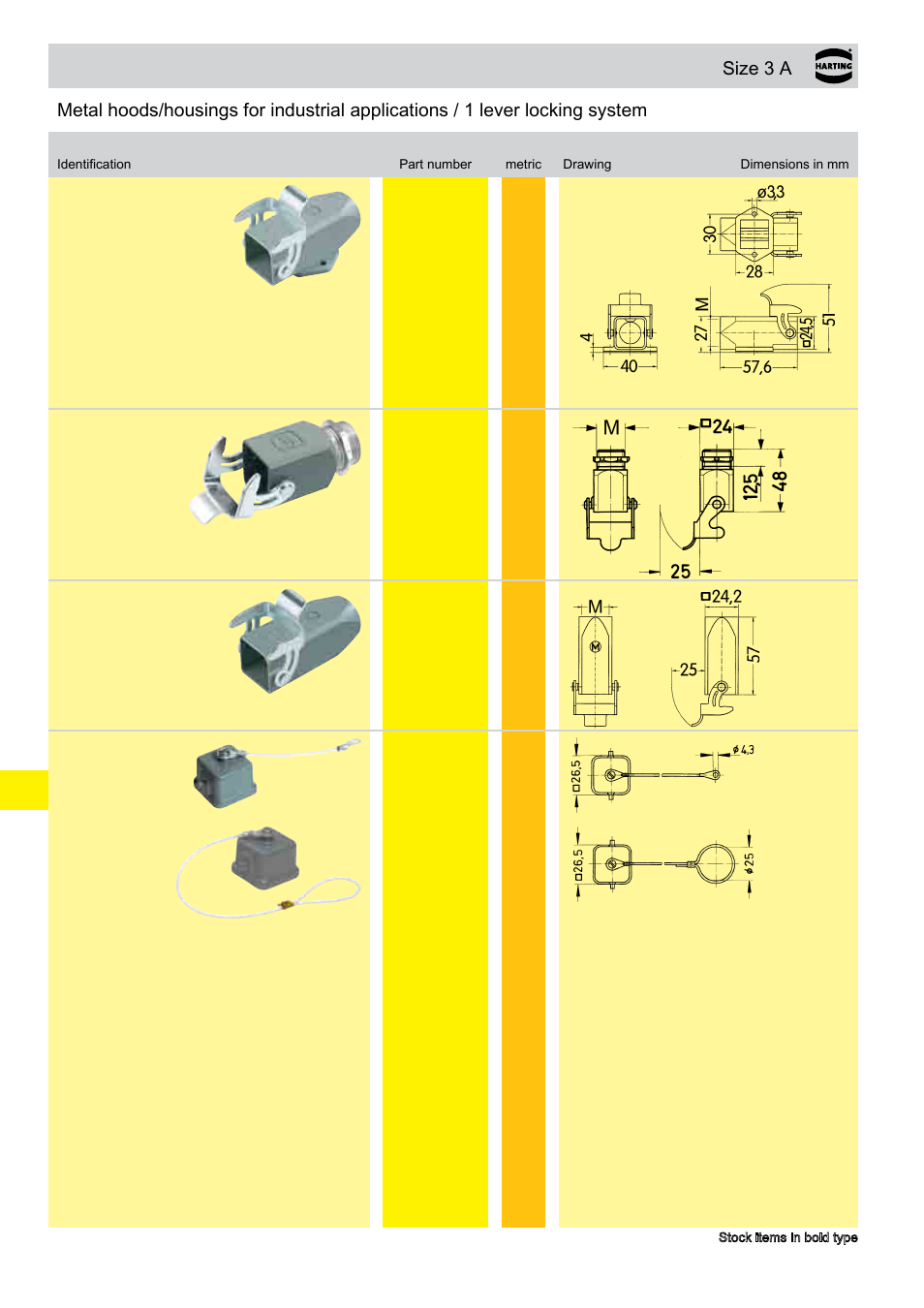 Standard hoods/housings han a | Northern Connectors Harting HAN Industrial Rectangular Connectors User Manual | Page 311 / 536