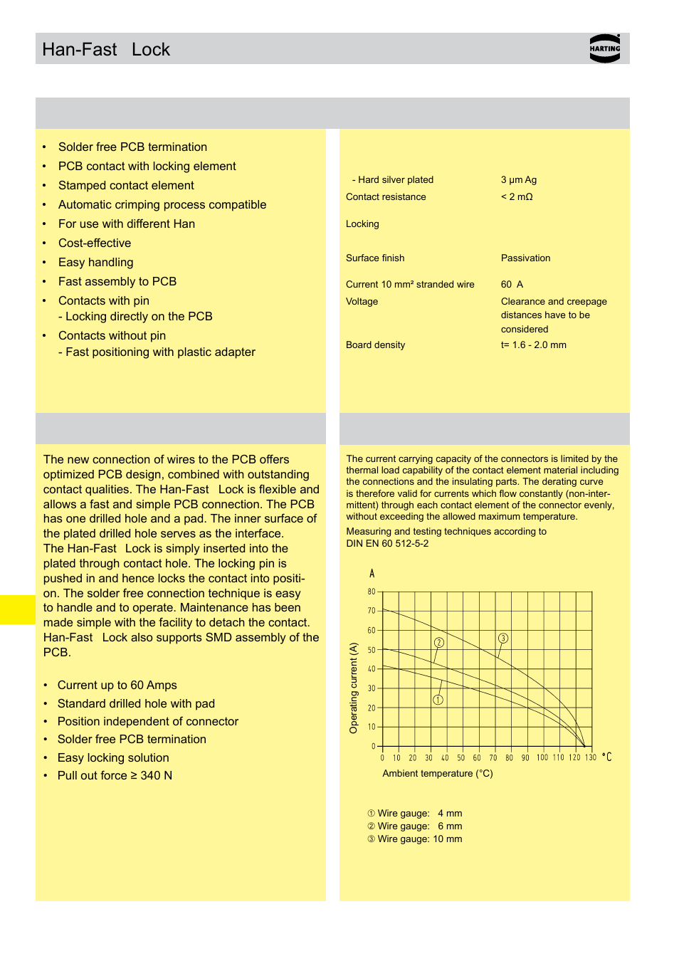 Han-fast® lock, Han-fast, Lock | Technical characteristics features description, Current carrying capacity | Northern Connectors Harting HAN Industrial Rectangular Connectors User Manual | Page 319 / 536