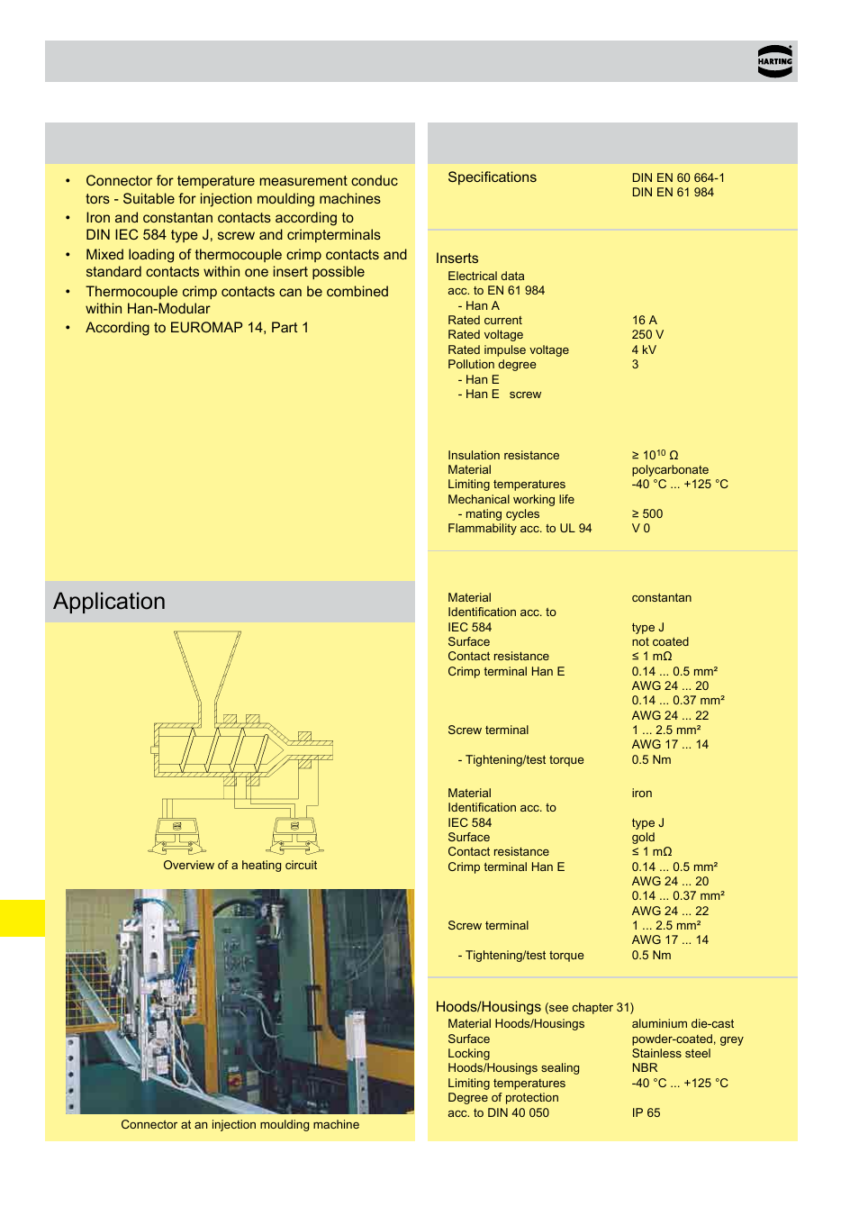 Technical characteristics, 41 . 02 han, Thermocouple | Features, Application | Northern Connectors Harting HAN Industrial Rectangular Connectors User Manual | Page 450 / 536