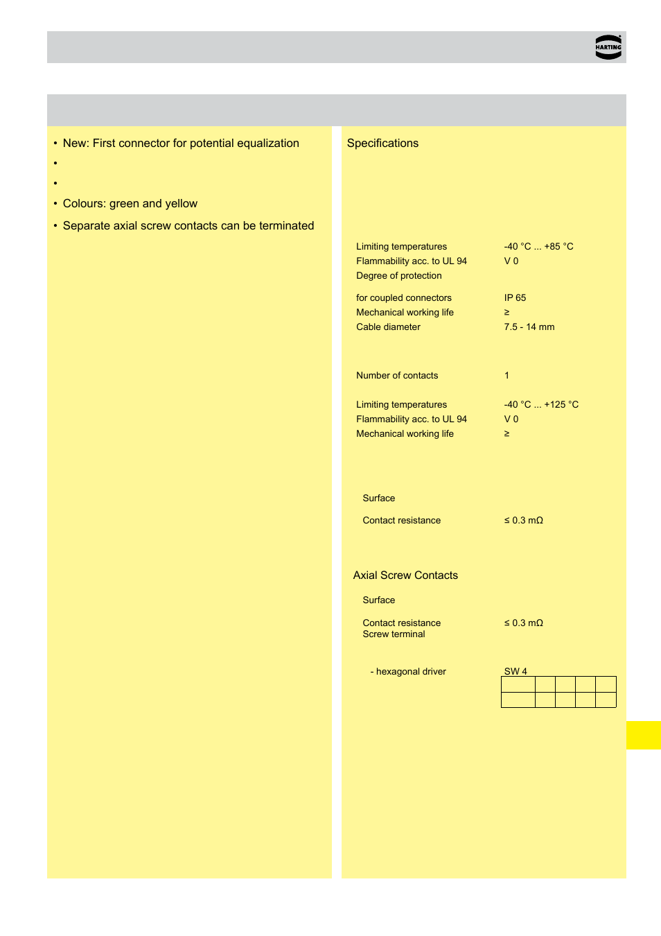 Technical characteristics, Gnd features technical characteristics | Northern Connectors Harting HAN Industrial Rectangular Connectors User Manual | Page 457 / 536