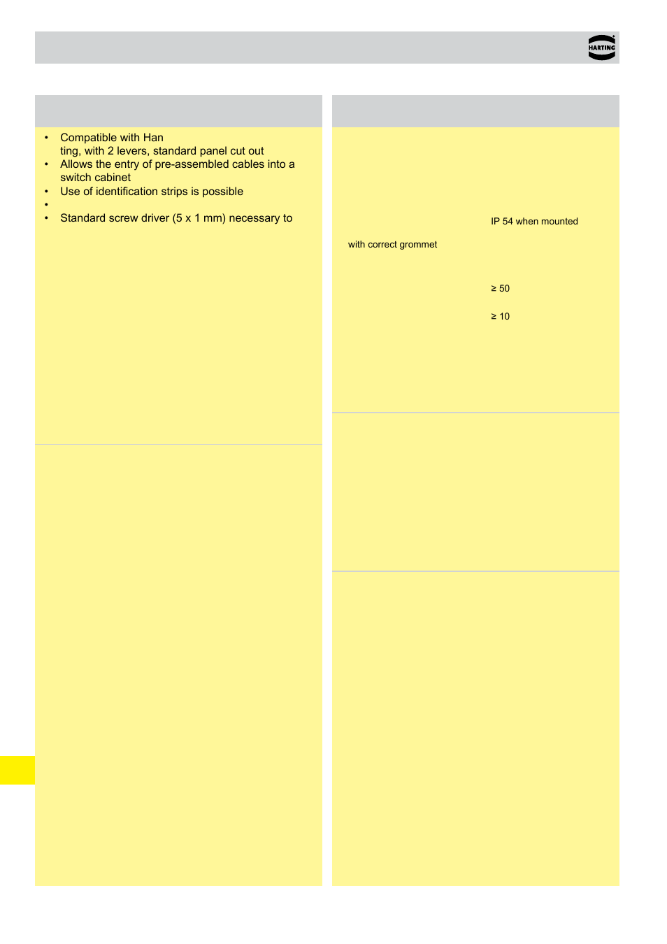 Han® split hood, Split hood, Split hood features | Technical characteristics | Northern Connectors Harting HAN Industrial Rectangular Connectors User Manual | Page 466 / 536