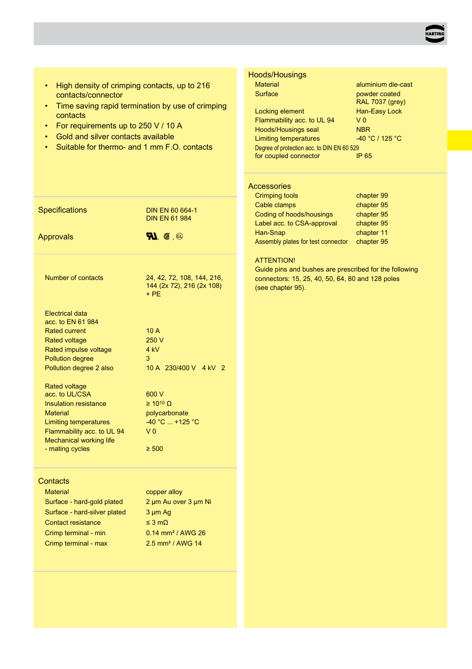 Technical characteristics han dd, 05 han dd, Technical characteristics | Northern Connectors Harting HAN Industrial Rectangular Connectors User Manual | Page 49 / 536