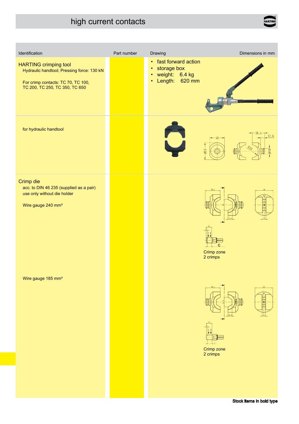 Tools for han ® high current contacts, Tools for han, High current contacts | Tools | Northern Connectors Harting HAN Industrial Rectangular Connectors User Manual | Page 504 / 536