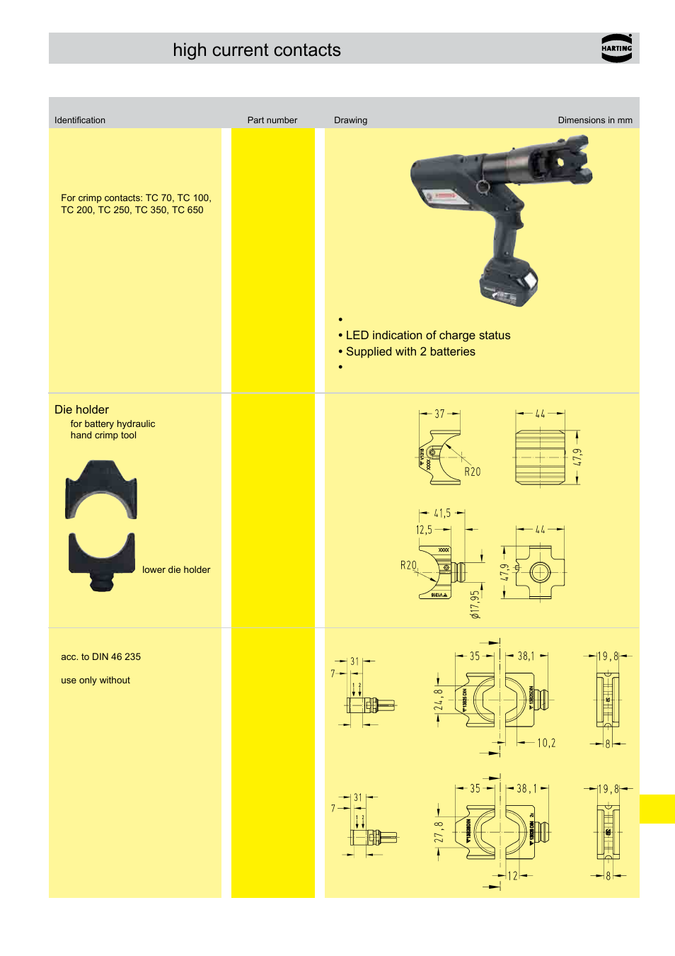 Tools, High current contacts | Northern Connectors Harting HAN Industrial Rectangular Connectors User Manual | Page 505 / 536