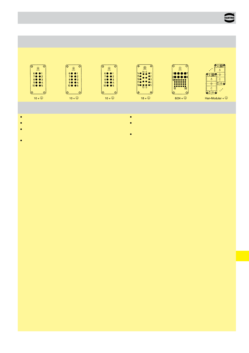 Han-drive, Housings for motor applications, Compatible connector inserts | Features, Size 10 b | Northern Connectors Harting HAN Industrial Rectangular Connectors User Manual | Page 53 / 108