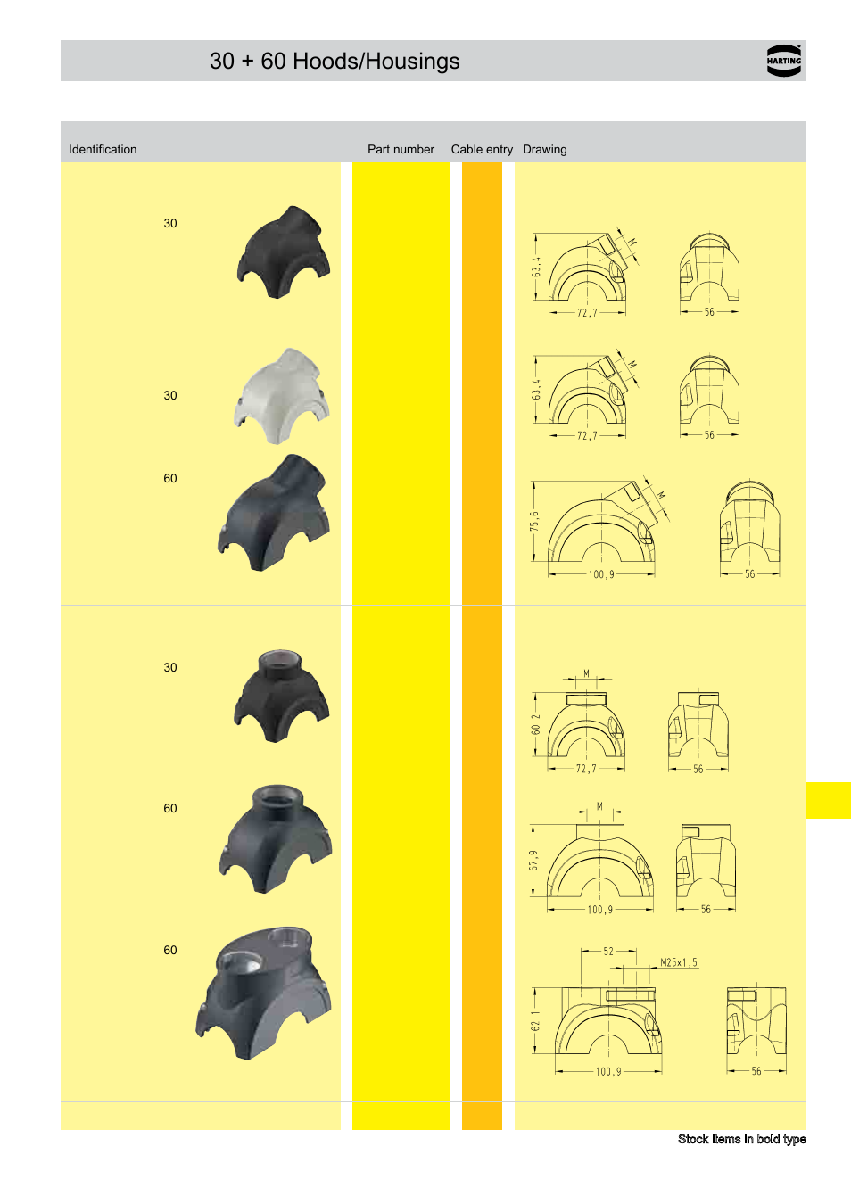 Han- yellock, 30 + 60 hoods/housings - hoods, 30 + 60 hoods/housings | Hoods han- yellock | Northern Connectors Harting Han-Yellock Industrial Connectors User Manual | Page 17 / 38