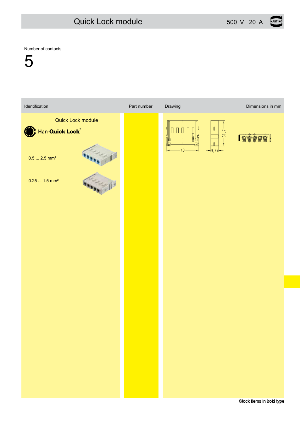 Han- yellock, Quick lock module | Northern Connectors Harting Han-Yellock Industrial Connectors User Manual | Page 25 / 38