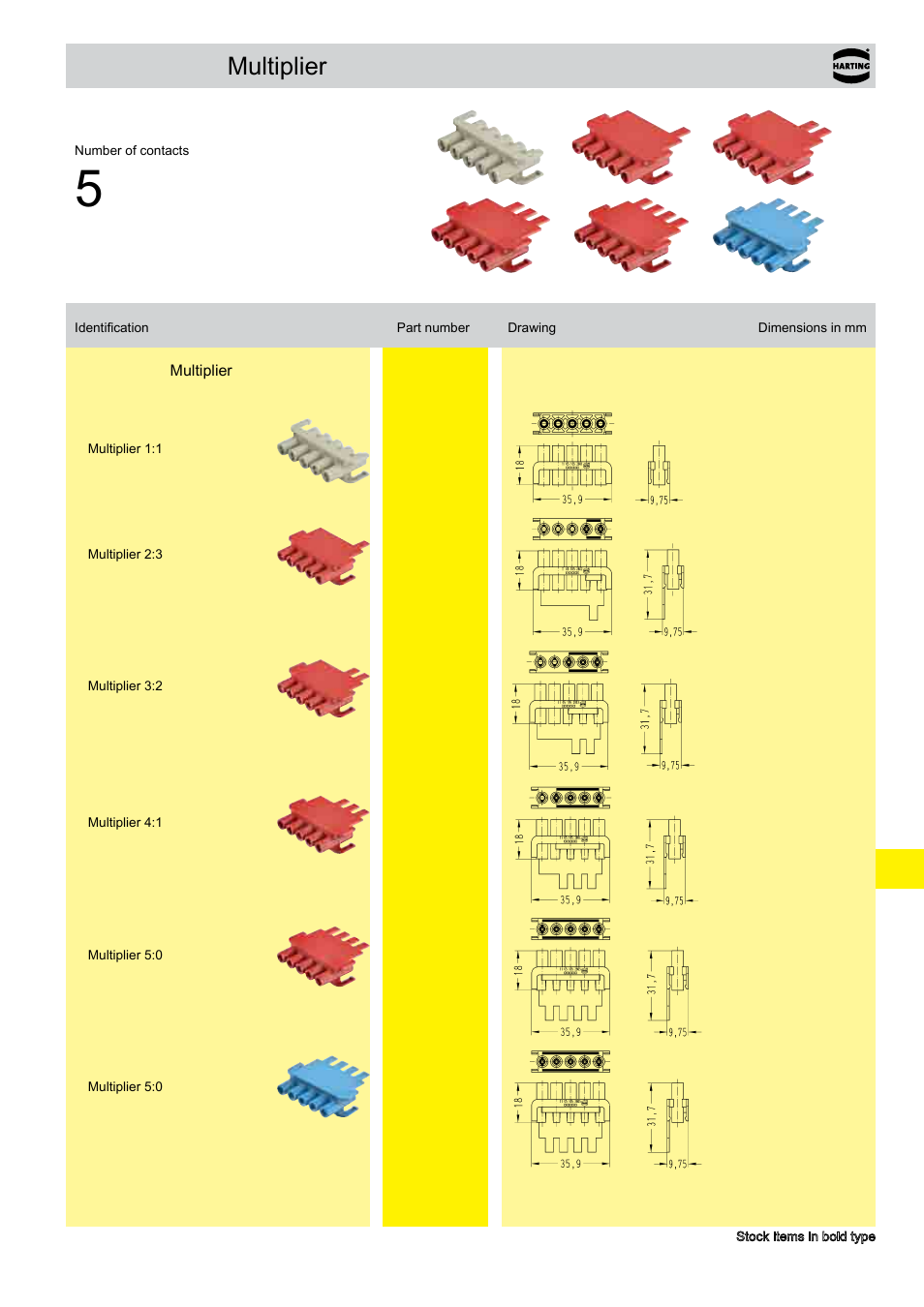 Han- yellock, Multiplier | Northern Connectors Harting Han-Yellock Industrial Connectors User Manual | Page 27 / 38