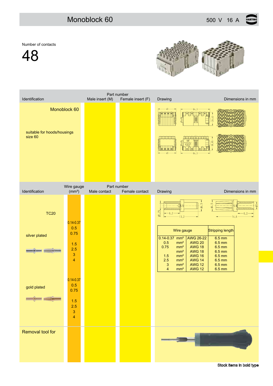 Han- yellock, Monoblock 60 | Northern Connectors Harting Han-Yellock Industrial Connectors User Manual | Page 35 / 38