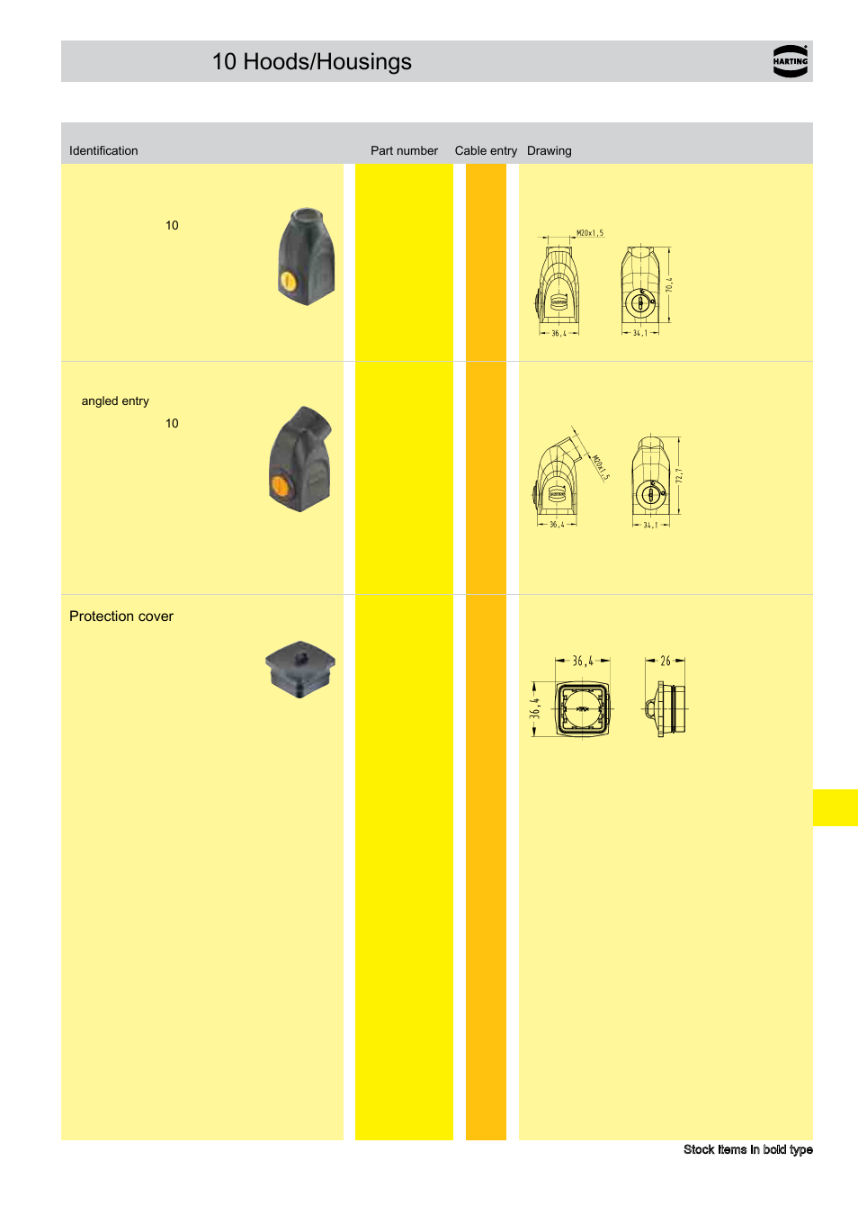 Han- yellock, 10 hoods/housings - hoods, 10 hoods/housings | Hoods han- yellock | Northern Connectors Harting Han-Yellock Industrial Connectors User Manual | Page 9 / 38