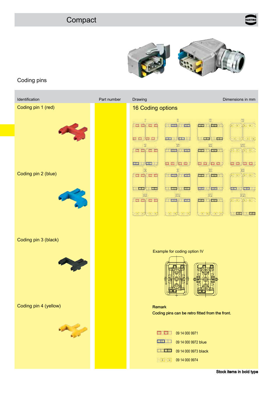 Han-modular, Compact, Coding pins | 16 coding options | Northern Connectors Harting Han-Modular Connectors User Manual | Page 10 / 124