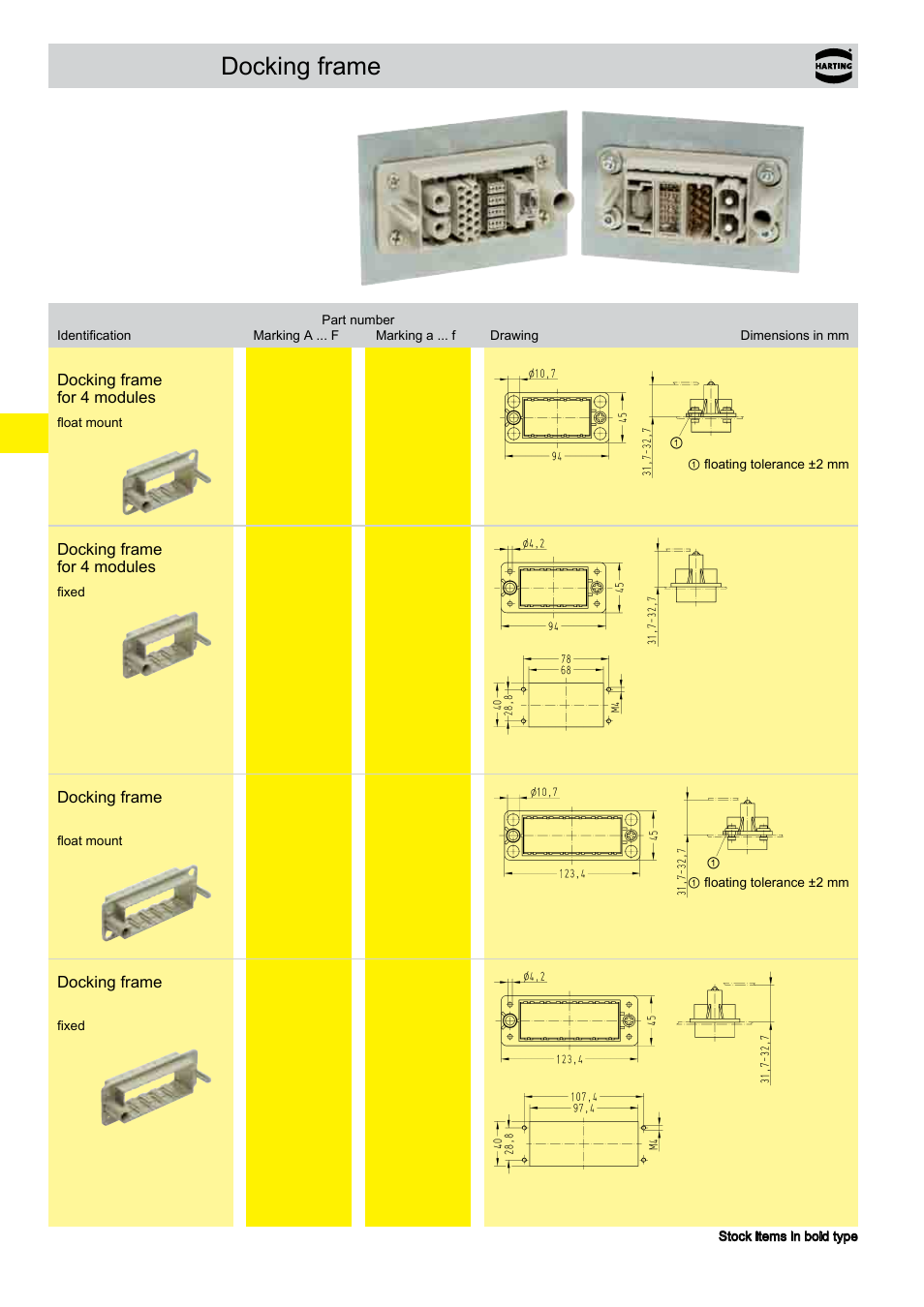 Han-modular, Docking frame | Northern Connectors Harting Han-Modular Connectors User Manual | Page 18 / 124