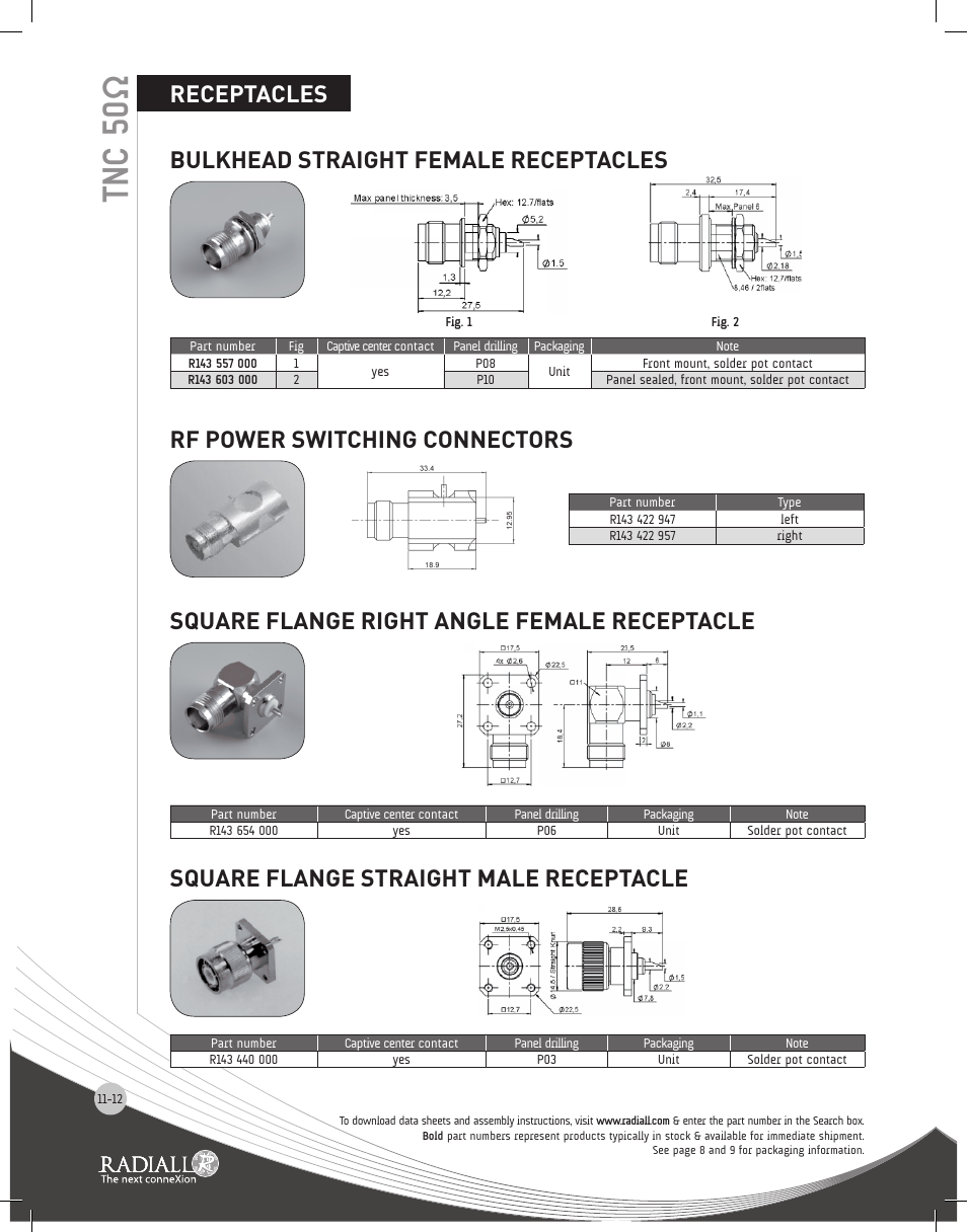 Tnc 50ω | Northern Connectors Radiall TNC Series Coaxial Connectors User Manual | Page 12 / 19