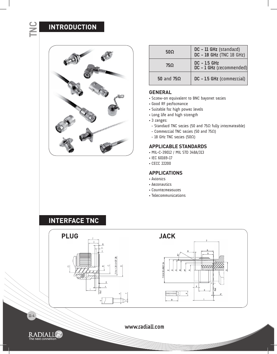 Introduction, Introduction interface tnc, Plug jack | Northern Connectors Radiall TNC Series Coaxial Connectors User Manual | Page 4 / 19