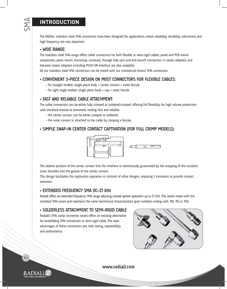 Introduction, 4 to 8-6 | Northern Connectors Radiall SMA Series Coaxial Connectors User Manual | Page 4 / 51