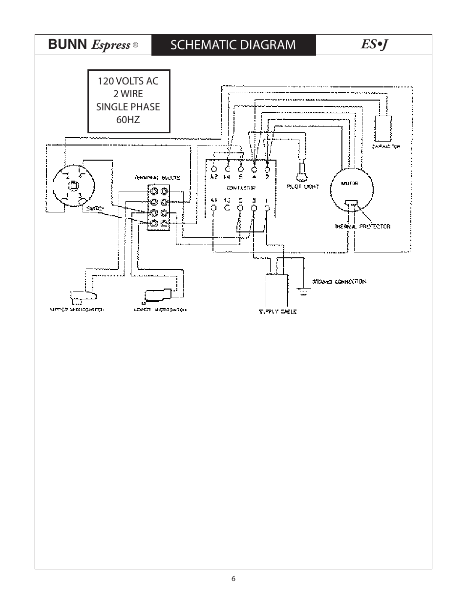 Bunn espress, Es•j, Schematic diagram | Bunn ESJ User Manual | Page 6 / 6